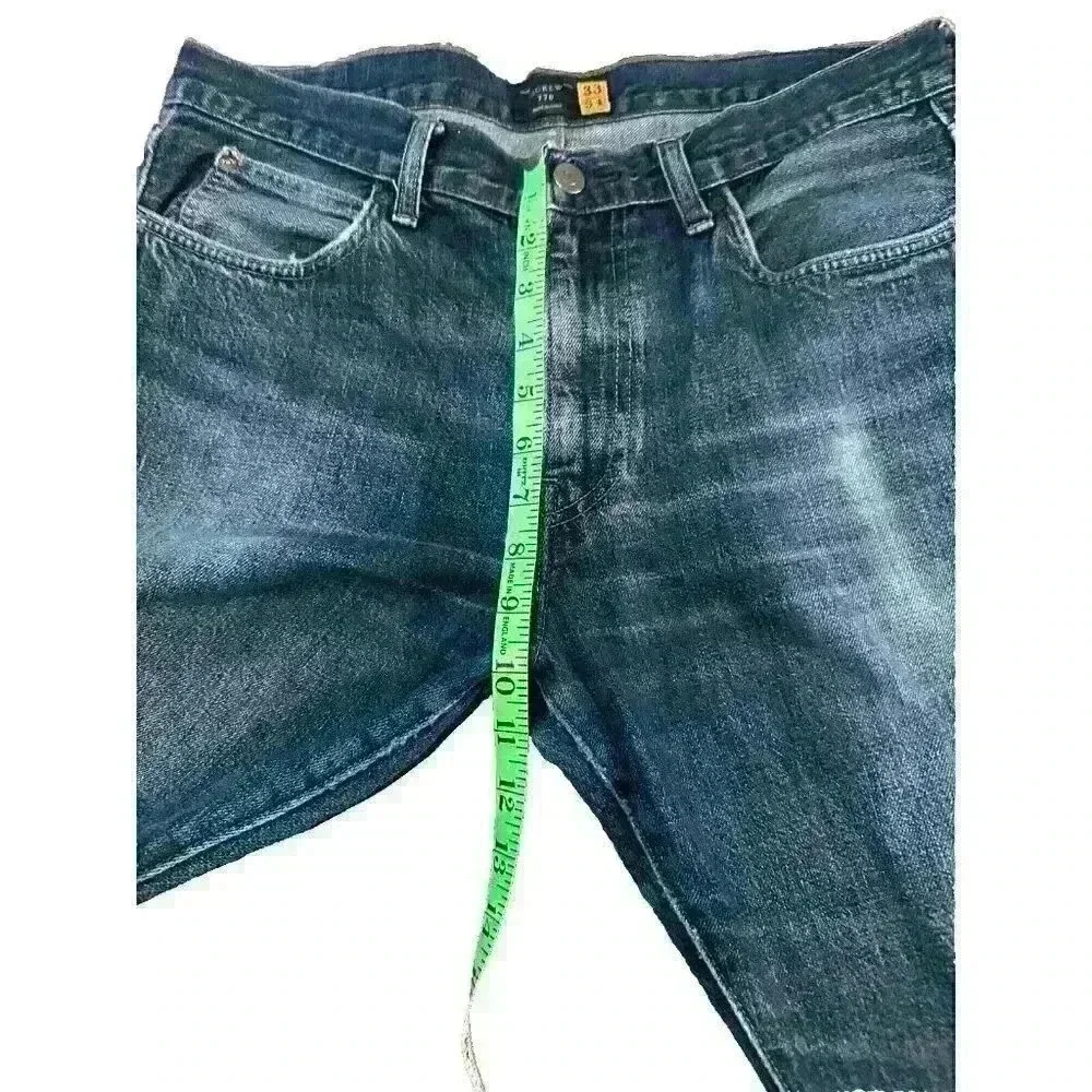 J Crew 770 Mens Jeans 34 x 32 Blue Dark Wash Straight Leg Preppy Denim